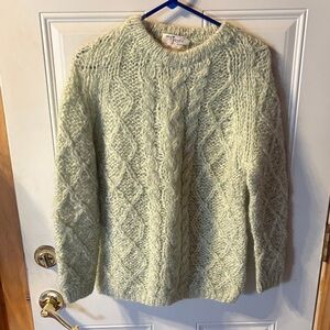 Vintage Joyce Petites Pastel Green Fuzzy Cable Knit Sweater Size 8